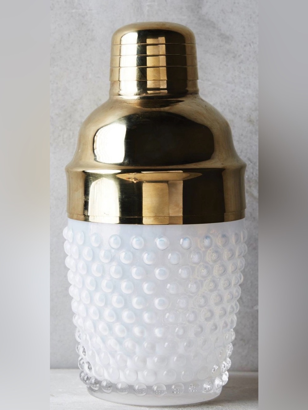 Gold & White Hobnail Glass Cocktail Shaker - Elegant Home Accents